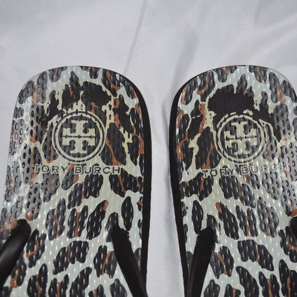 Tory Burch PVC Flip Flops Thong Sandals Leopard Size 11 Women's Summer Shoes - Picture 4 of 5